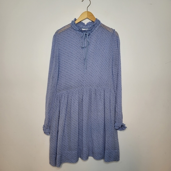GANNI Sky Blue Printed Georgette Dress in Size  EUR 40/ US 8 - Picture 2 of 12